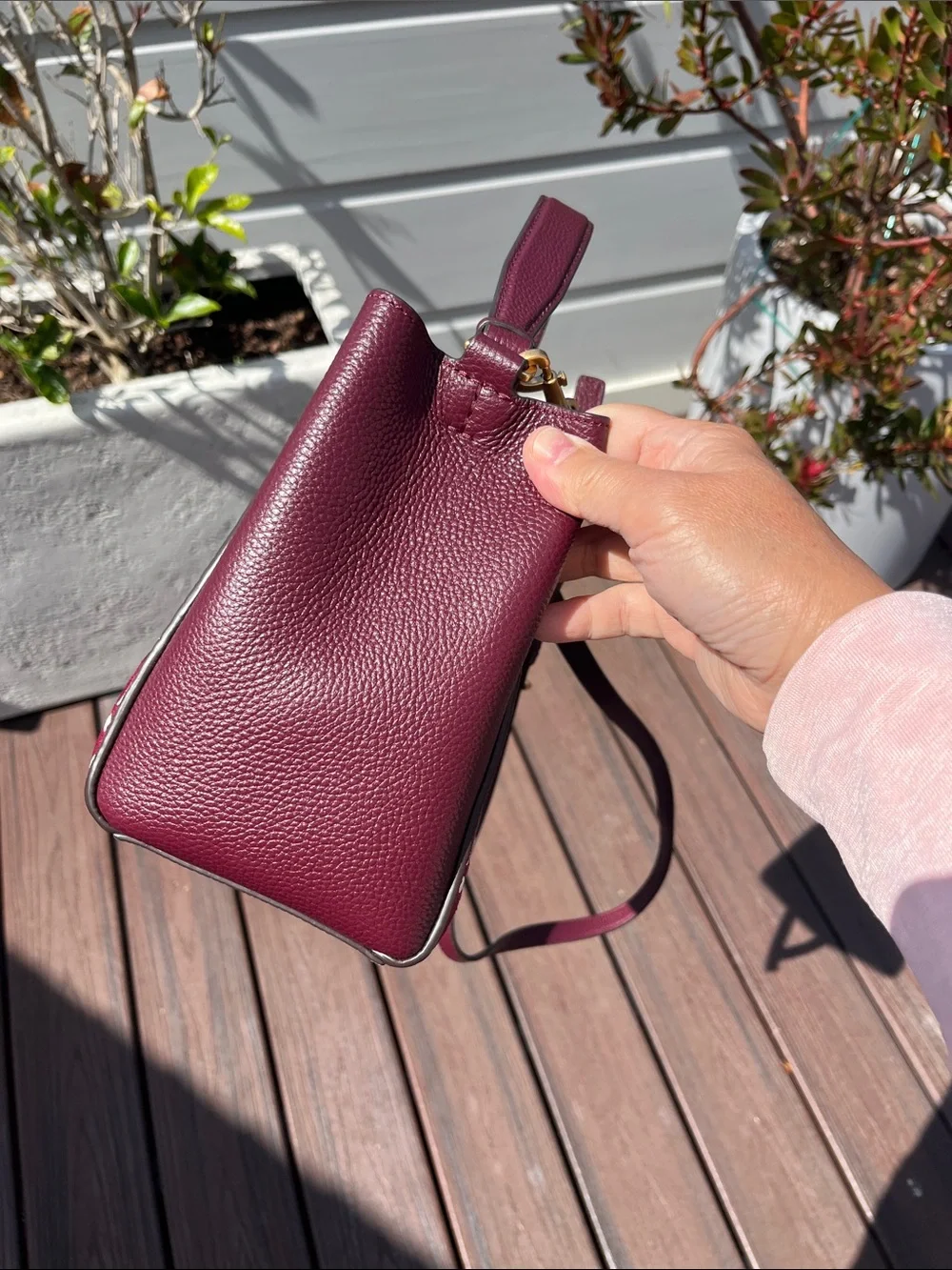 Brand new Tory Burch Burgundy and White Monogram Jacquard Bucket Crossbody